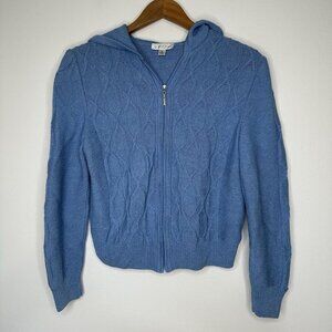 Vintage‎ St John Santana Knit Sweater Size Small Blue Hoodie Cable knit